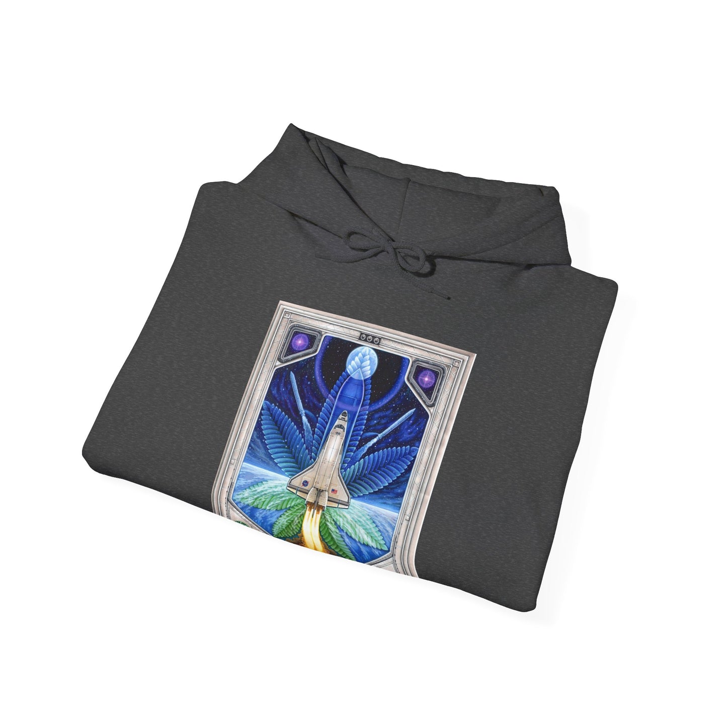 Blast Off with the NASA Shuttle Cannabis Leaf Hoodie
