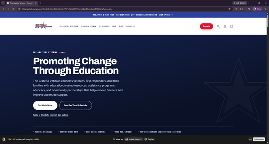 The Grateful Veteran homepage hero: No veteran should have to navigate it alone
