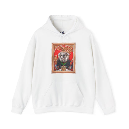 Hoodie printed with a Marine bulldog and the Eagle, Globe and Anchor emblem