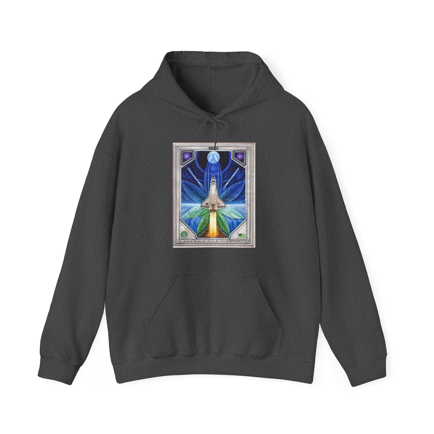 Blast Off with the NASA Shuttle Cannabis Leaf Hoodie
