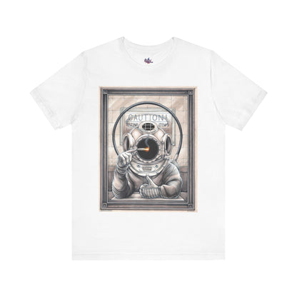 T-shirt printed with a vintage diving suit illustration