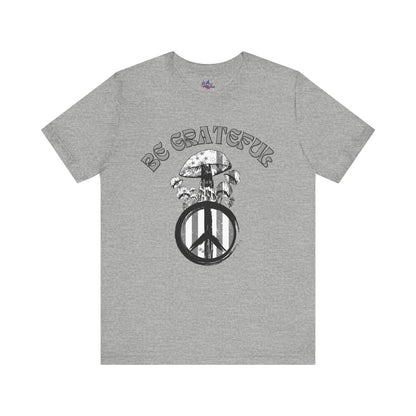 T-shirt with the Be Grateful mushroom design