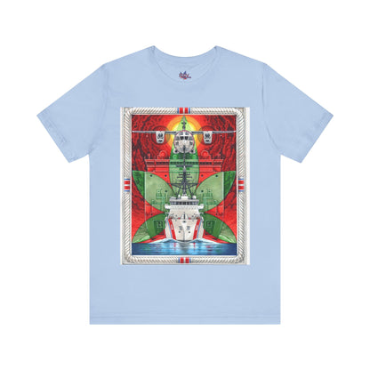 T-shirt printed with a U.S. Coast Guard ship and aircraft