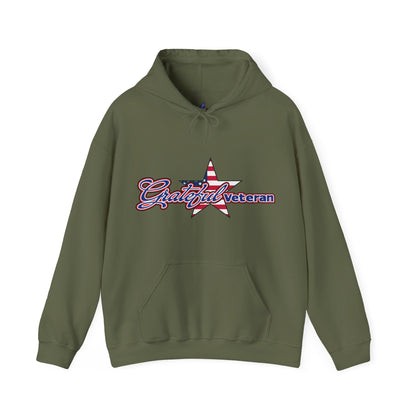 Olive hoodie carrying a Grateful Veteran star emblem