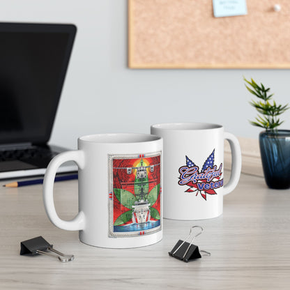 Ceramic coffee mug with the U.S. Coast Guard and Grateful Veteran marks