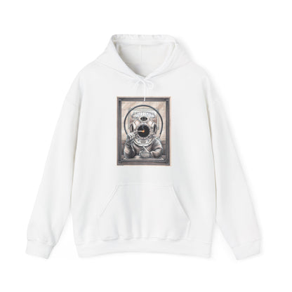 Hoodie printed with a vintage diving suit illustration