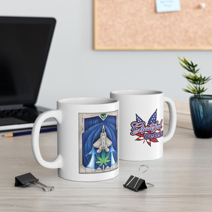 Ceramic coffee mug with the U.S. Air Force and Grateful Veteran marks